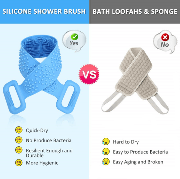 Silicone Bath Body Brush - Silicon Long Body Cleaning Double Sided Back Scrubber Bath Shower Belt Brush UK Health & Beauty - Tophatter Daily Deals