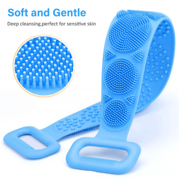 Silicone Bath Body Brush - Silicon Long Body Cleaning Double Sided Back Scrubber Bath Shower Belt Brush UK Health & Beauty - Tophatter Daily Deals