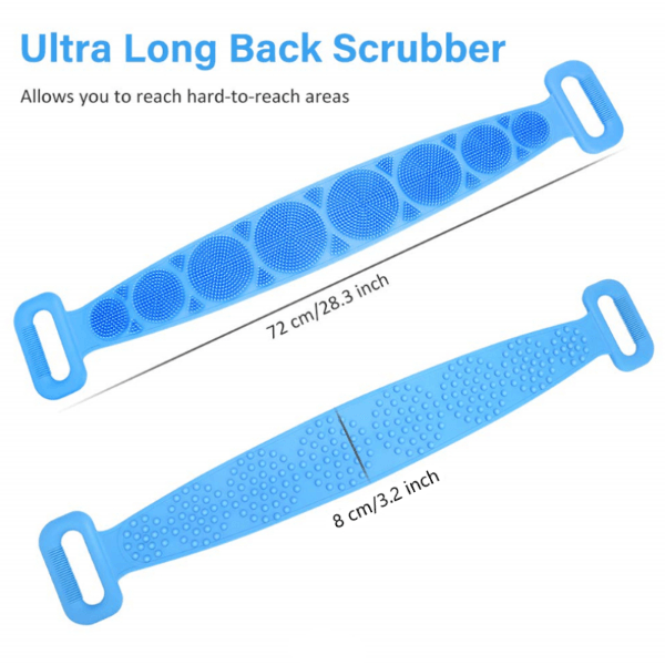 Silicone Bath Body Brush - Silicon Long Body Cleaning Double Sided Back Scrubber Bath Shower Belt Brush UK Health & Beauty - Tophatter Daily Deals