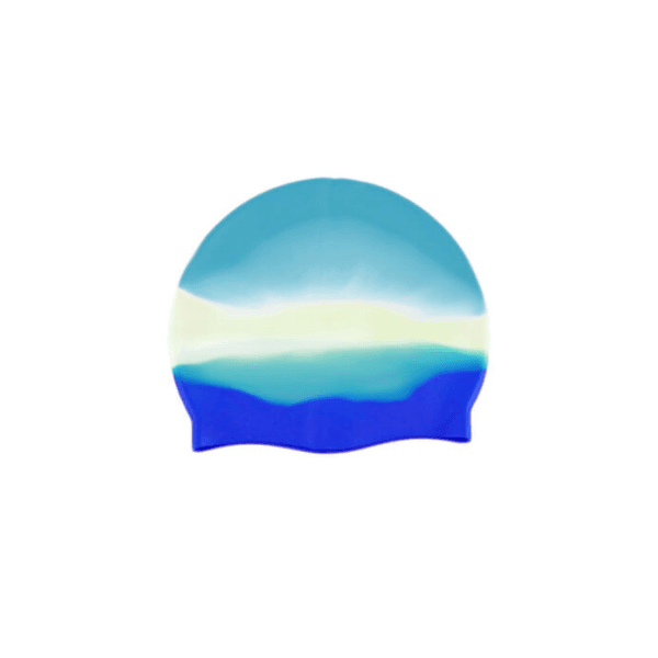 Waterproof Swimming Cap - Swimming Hat Waterproof Silicone Shower Pool Cap | High Quality Silicone Swimming Caps | One Size Fits All Blue waves Swimming - Tophatter Daily Deals