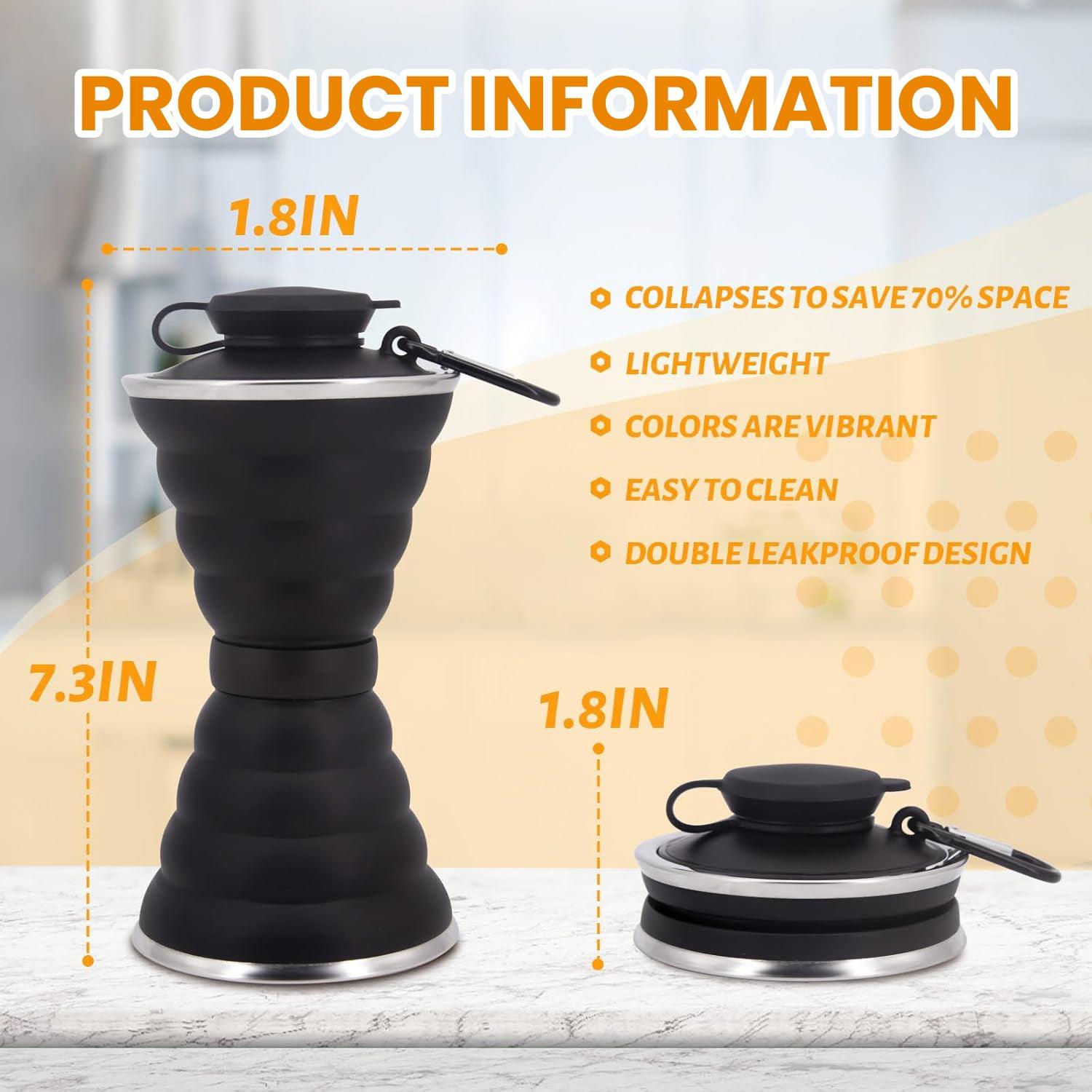 Foldable Drink Bottle - 500ml Silicone Water Bottle BPA Free Soft Flask Sports & Outdoor - Tophatter Daily Deals