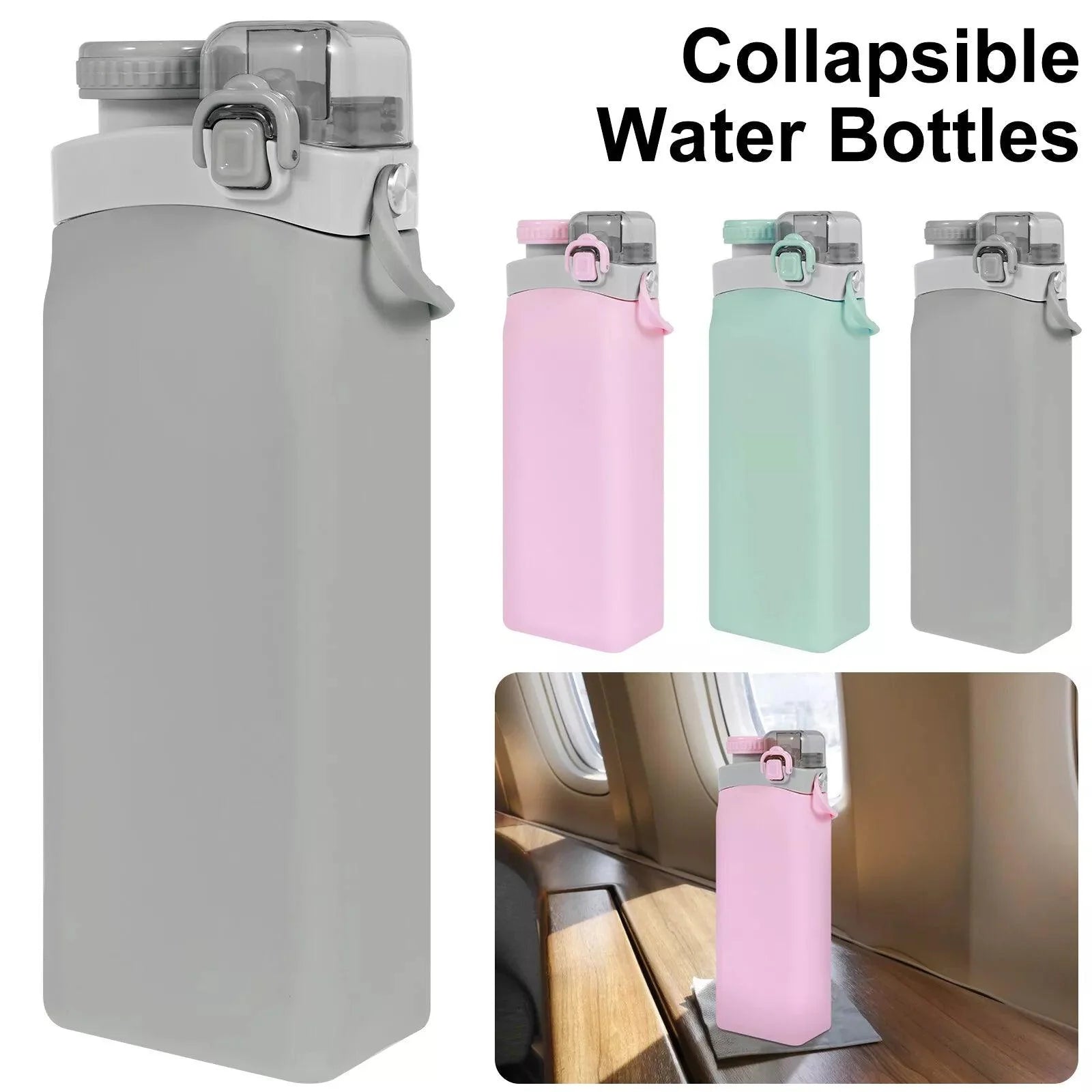 Silicone Water Bottle - 600ml Foldable Drink Bottle Collapsible Water Bottle Outdoor Sport Travel Run bottles - Tophatter Daily Deals