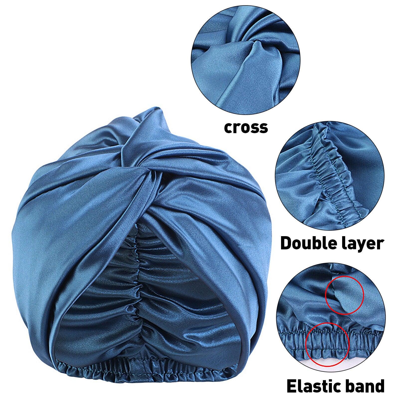 Silk Turban for Sleep - Bonnets For Women Twisted Sleeping Night Cap Pure Silk Hair Wrap Cap Apparel & Accessories - Tophatter Daily Deals