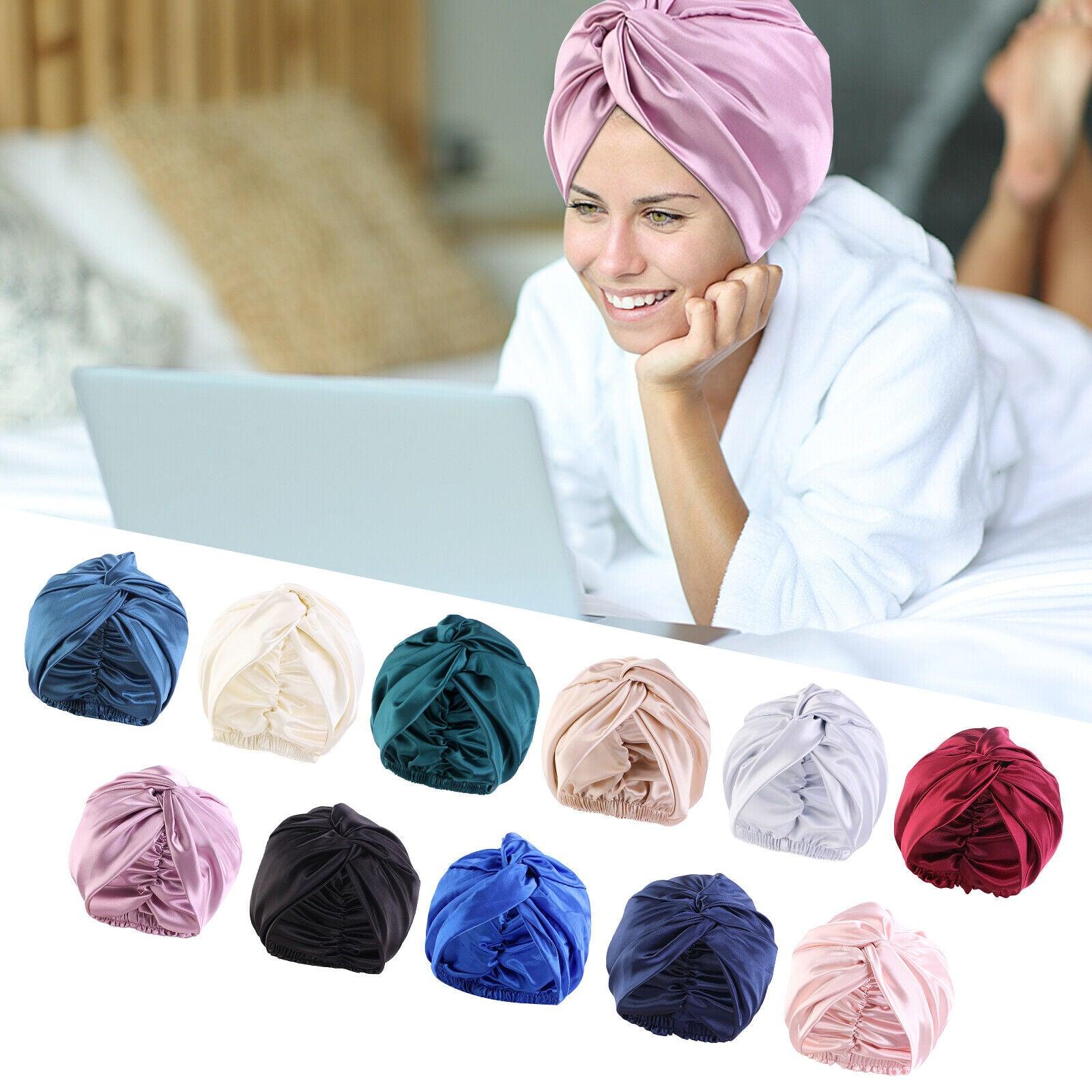 Silk Turban for Sleep - Bonnets For Women Twisted Sleeping Night Cap Pure Silk Hair Wrap Cap Apparel & Accessories - Tophatter Daily Deals