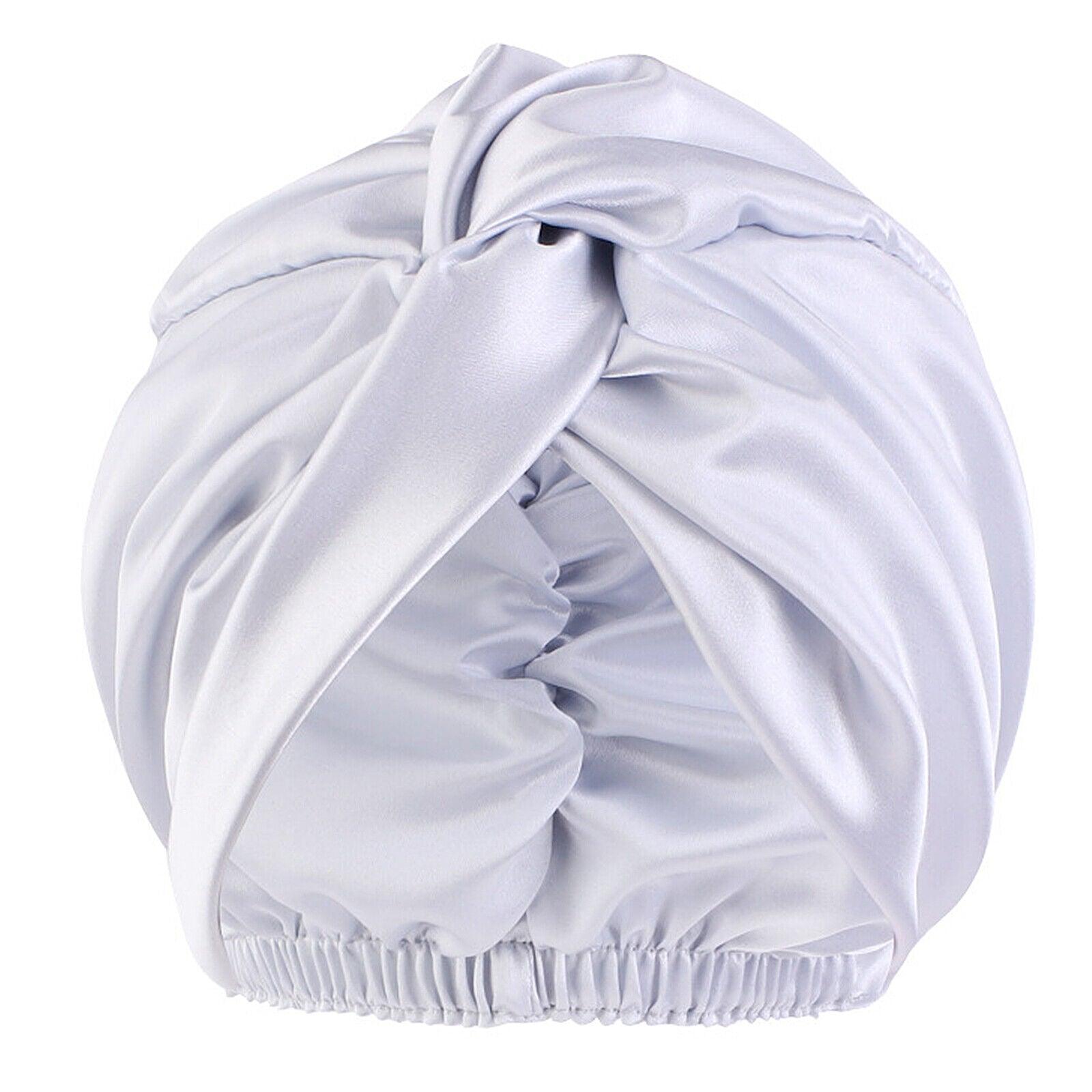 Silk Turban for Sleep - Bonnets For Women Twisted Sleeping Night Cap Pure Silk Hair Wrap Cap Silver Apparel & Accessories - Tophatter Daily Deals