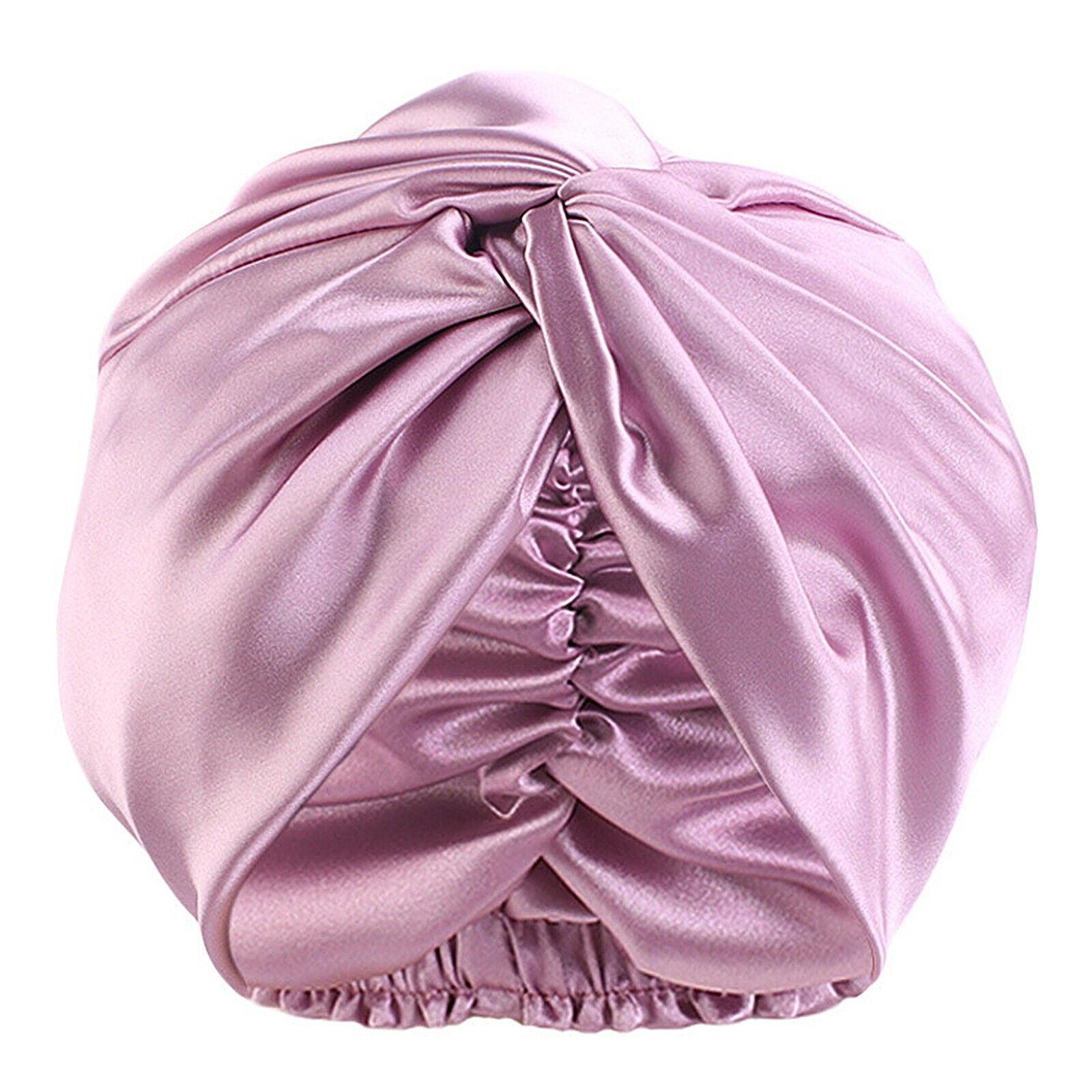 Silk Turban for Sleep - Bonnets For Women Twisted Sleeping Night Cap Pure Silk Hair Wrap Cap Purple Apparel & Accessories - Tophatter Daily Deals