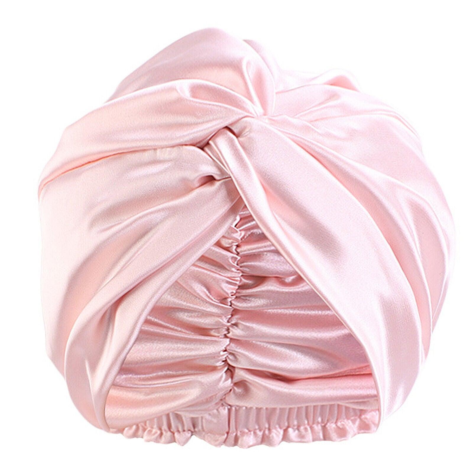 Silk Turban for Sleep - Bonnets For Women Twisted Sleeping Night Cap Pure Silk Hair Wrap Cap Pink Apparel & Accessories - Tophatter Daily Deals