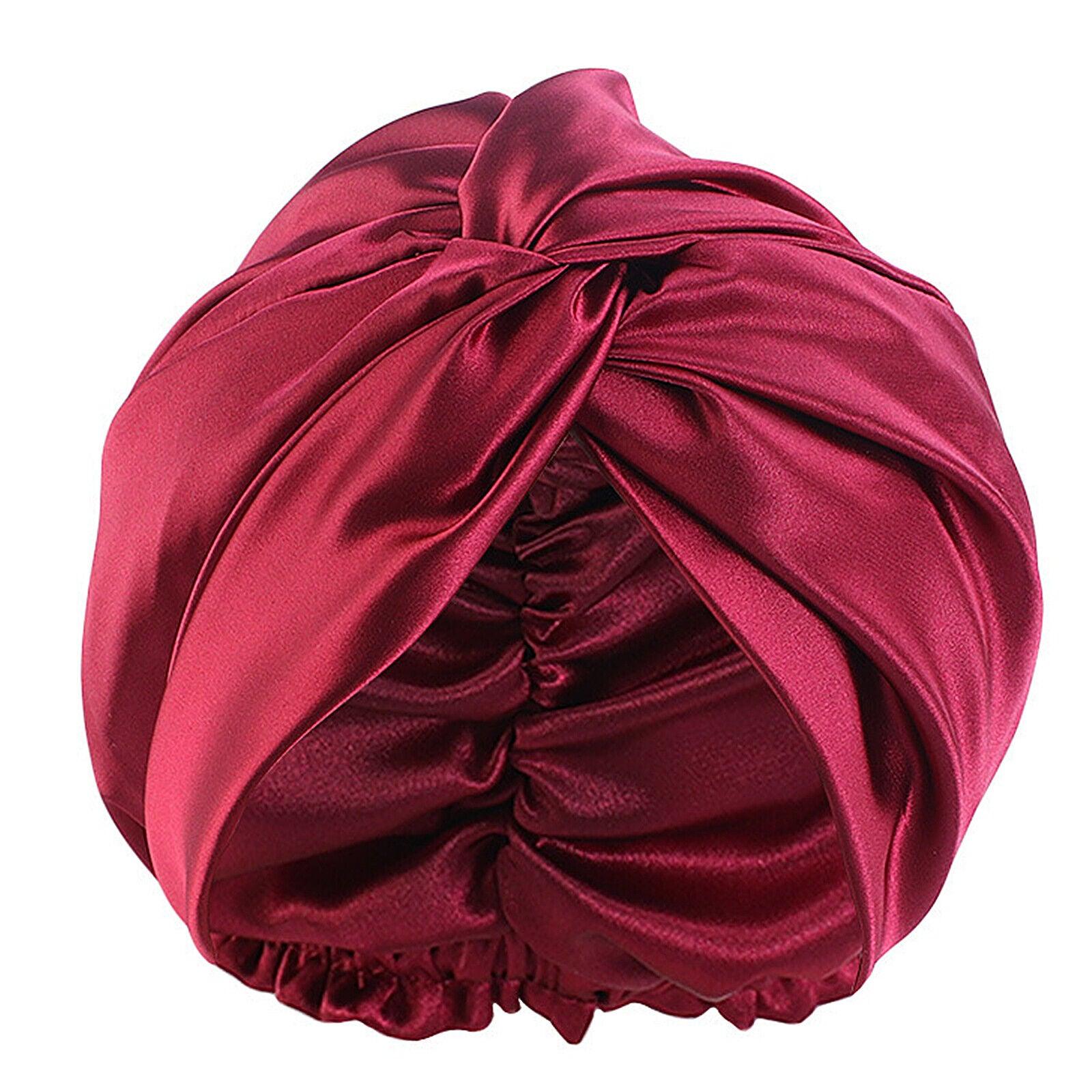 Silk Turban for Sleep - Bonnets For Women Twisted Sleeping Night Cap Pure Silk Hair Wrap Cap Red Apparel & Accessories - Tophatter Daily Deals