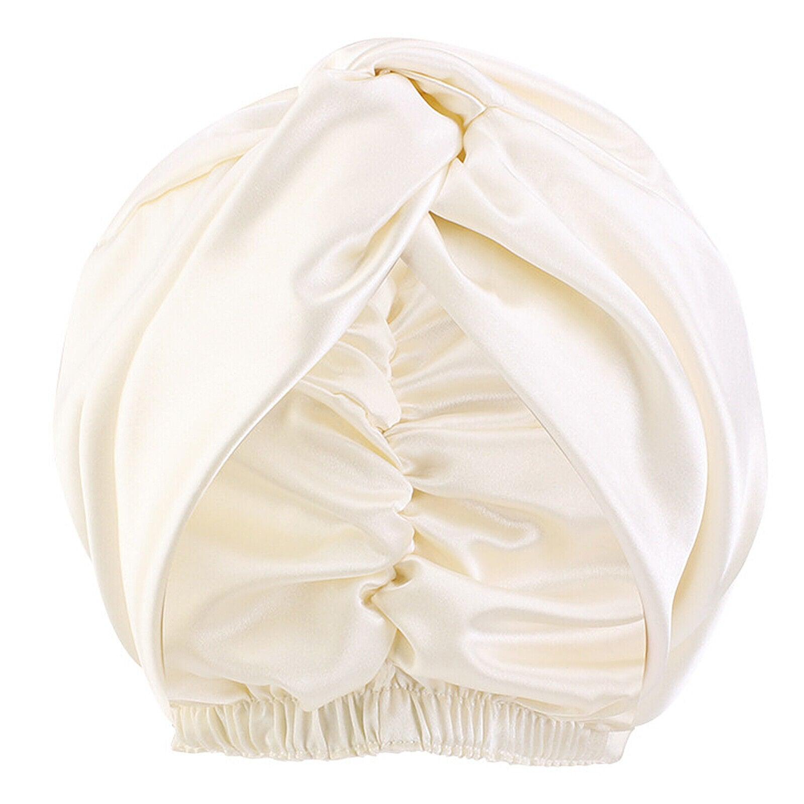 Silk Turban for Sleep - Bonnets For Women Twisted Sleeping Night Cap Pure Silk Hair Wrap Cap Beige Apparel & Accessories - Tophatter Daily Deals