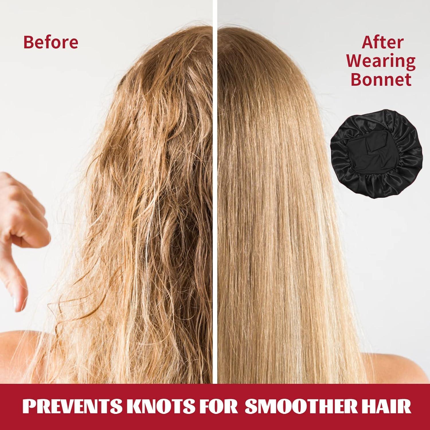 Hair Wraps for Sleeping - Bonnet Cap Long Hair Care Hat Woman Silk Satin Protection Night Head Turban Wrap Hair Care - Tophatter Daily Deals