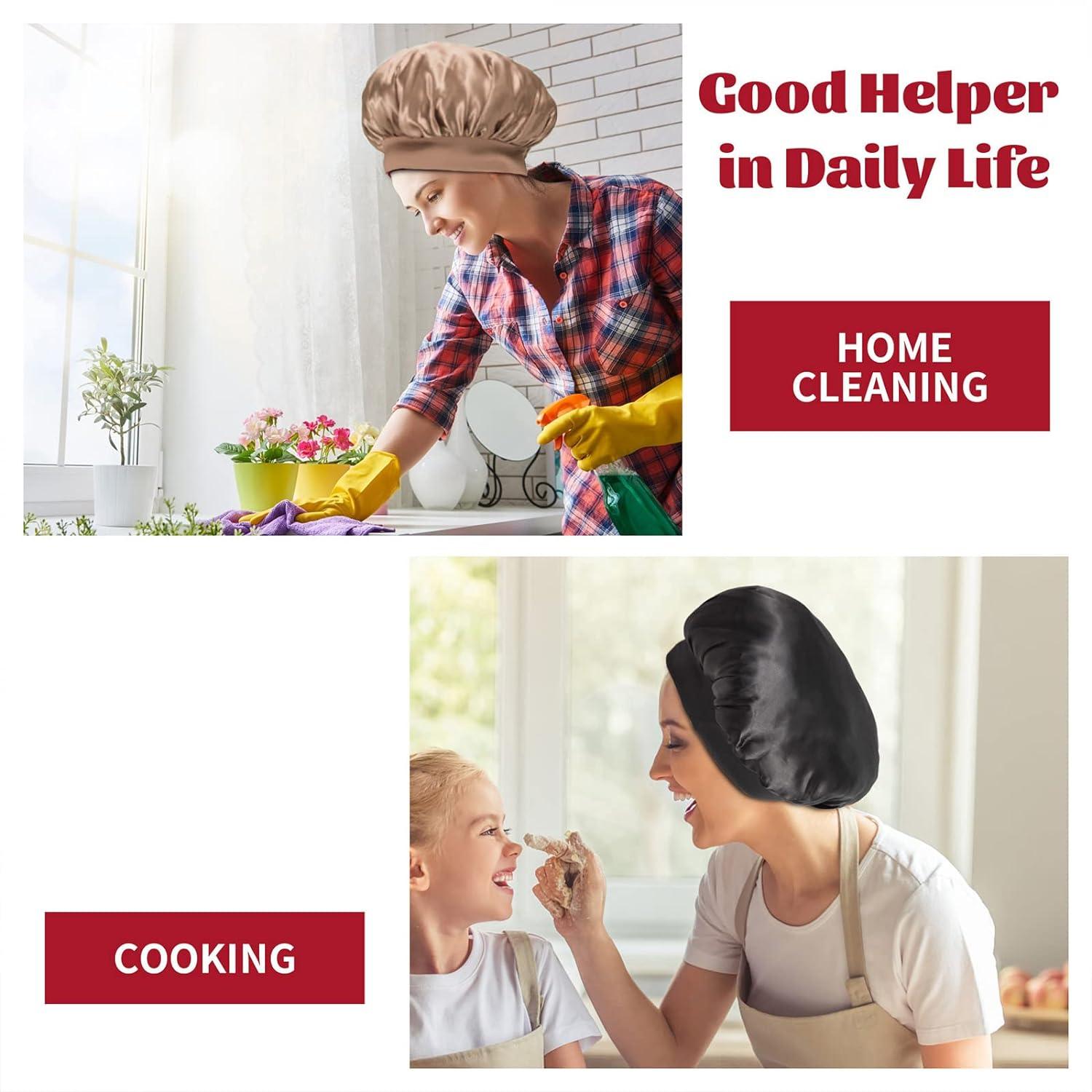 Hair Wraps for Sleeping - Bonnet Cap Long Hair Care Hat Woman Silk Satin Protection Night Head Turban Wrap Hair Care - Tophatter Daily Deals