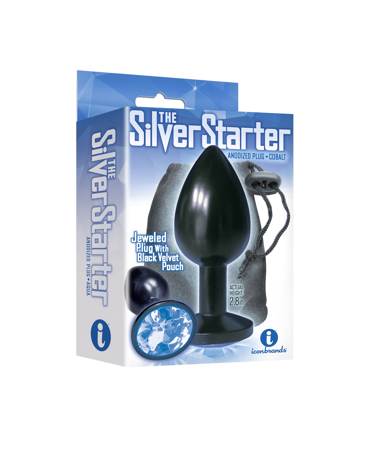 Silver Anodized Stainless Steel Butt Plug with Cobalt Jewel > Anal Range > Jewel Butt Plugs - Tophatter Daily Deals
