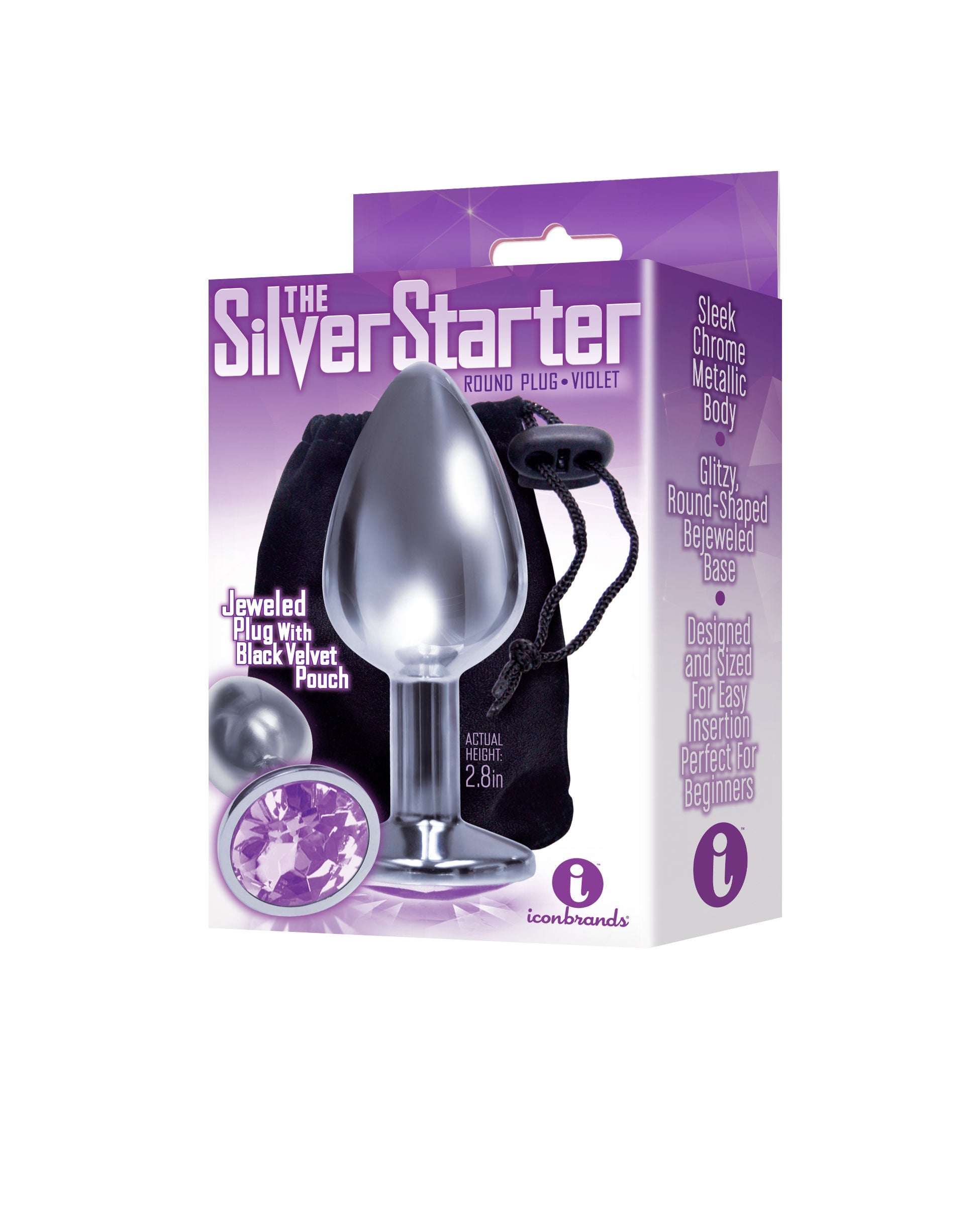 Silver Bejeweled Stainless Steel Starter Butt Plug Violet > Anal Range > Jewel Butt Plugs - Tophatter Daily Deals
