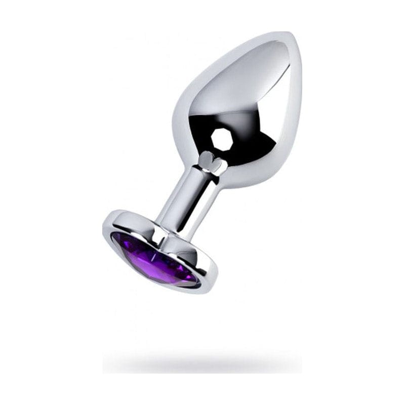 Silver Metal Anal Plug with Amethyst Heart Crystal Medium > Anal Range > Jewel Butt Plugs - Tophatter Daily Deals