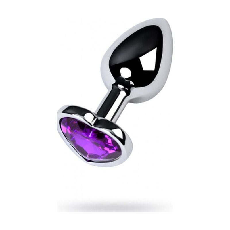 Silver Metal Anal Plug with Purple Heart Amethyst Crystal Small > Anal Range > Jewel Butt Plugs - Tophatter Daily Deals
