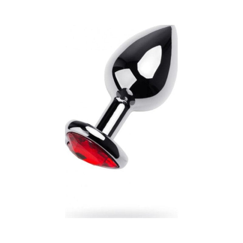 Silver Metal Anal Plug with Red Ruby Heart Crystal Medium > Anal Range > Jewel Butt Plugs - Tophatter Daily Deals