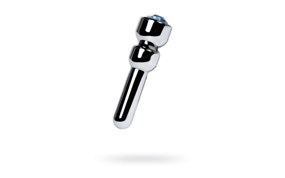 Silver Metal Urethral Plug with Sapphire Rhinestone Small > Sex Toys For Men > Sounding Rods - Tophatter Daily Deals