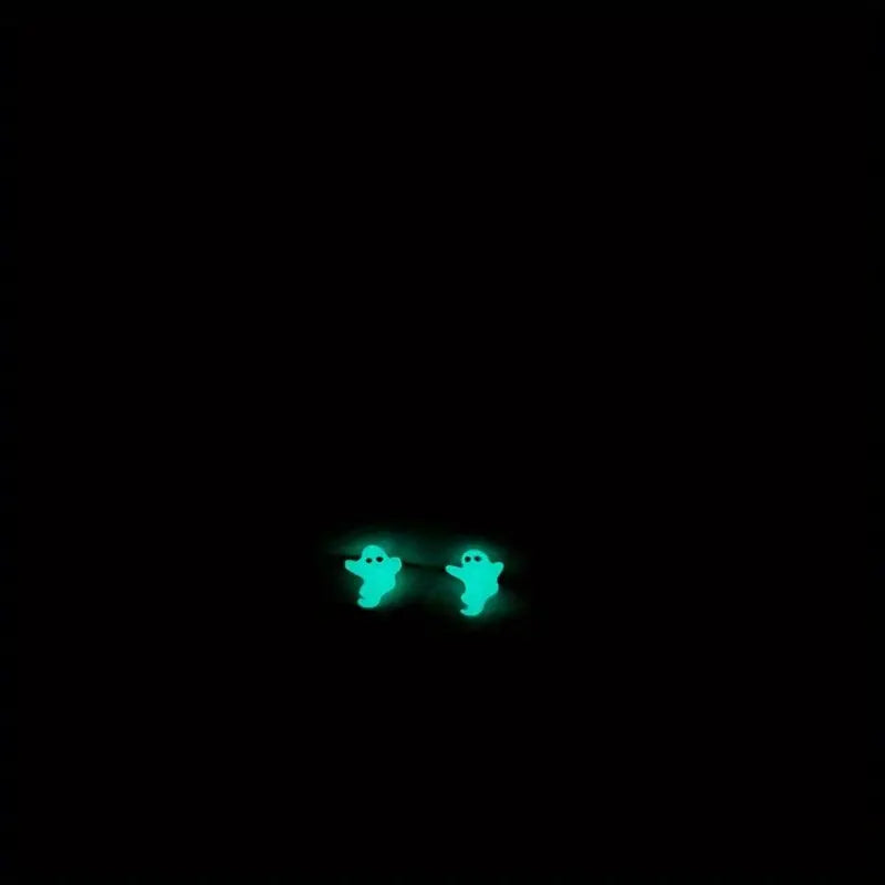 Silver S925 Luminous Ghost Stud Earrings, Glow in the Dark, Fun Design, Unisex, Lightweight, No Feather, for Halloween, Easter, General Use & Day of the Dead - Use Without Electricity - Tophatter Daily Deals