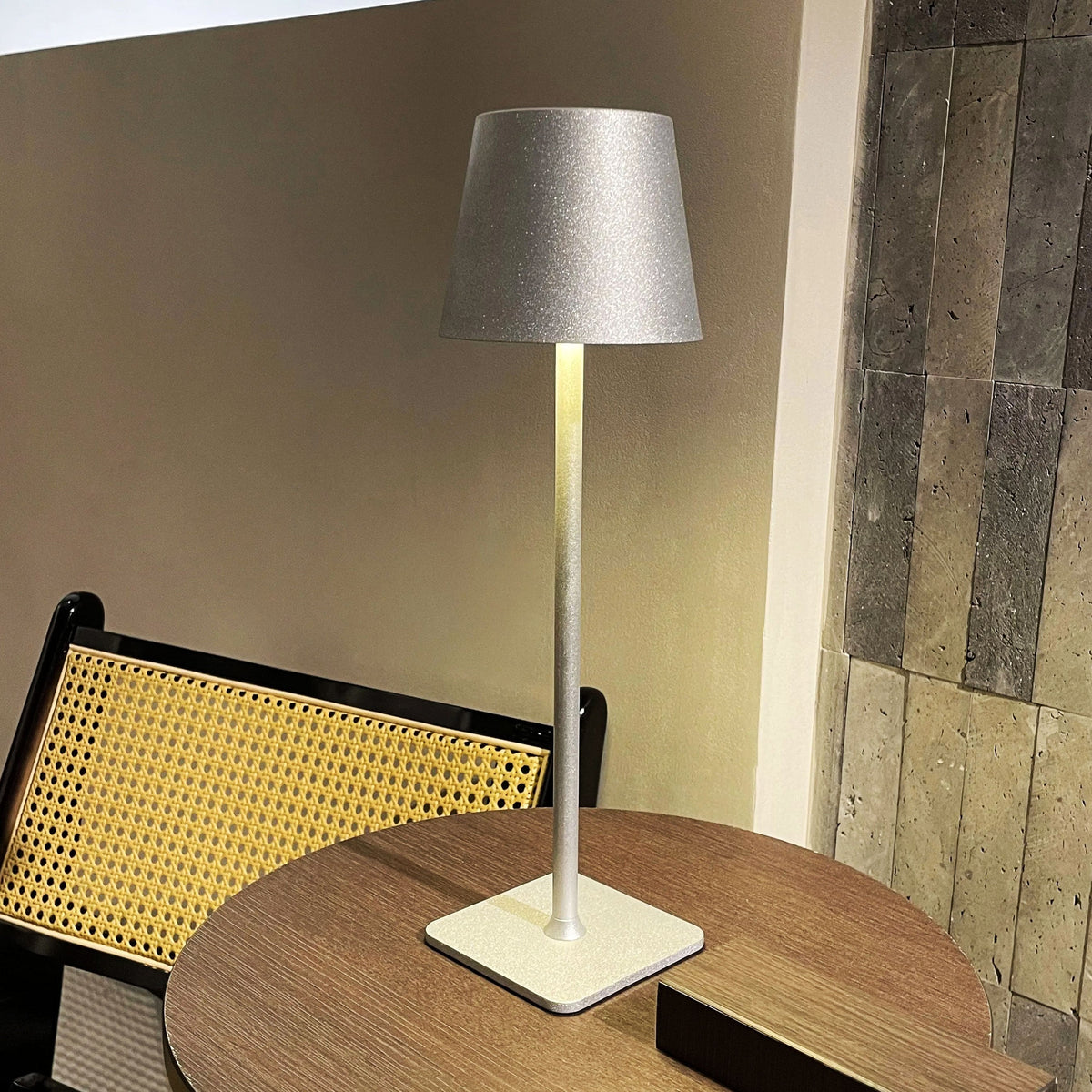 Rechargeable LED Wireless Table Lamp IP65 Outdoor Indoor Silver - Tophatter Daily Deals