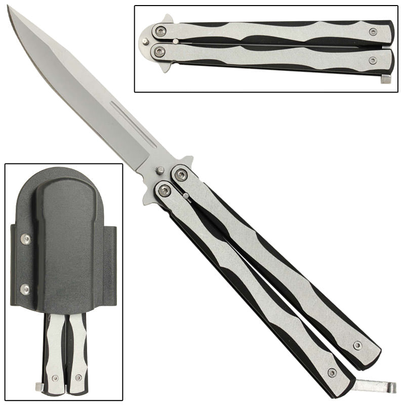 Silver Streak Butterfly Knife - TOPHATTER'S ARMORY DEALS Collectible Weapons - Tophatter Daily Deals
