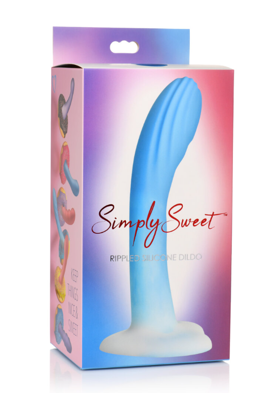Simply Sweet 7 Inch Ripple Silicone Dildo Blue and White > Dildos > Neutral Dildos - Tophatter Daily Deals