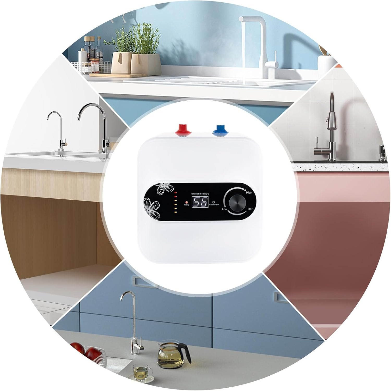 Under Sink Water Heater – 8L 1500W Electric Hot Water Storage Tank for Kitchen Sink or Utility Room Electronic - Tophatter Daily Deals
