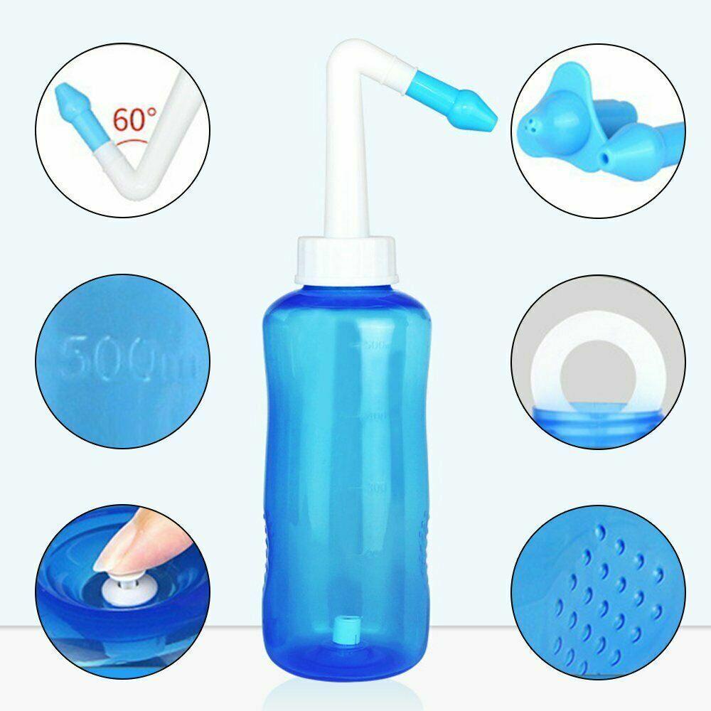 Sinus Rinse Kit - 300/500ML Neti Pot Sinus Rinse Bottle Nose Wash Cleaner Nasal Irrigation Kit UK Personal Care - Tophatter Daily Deals