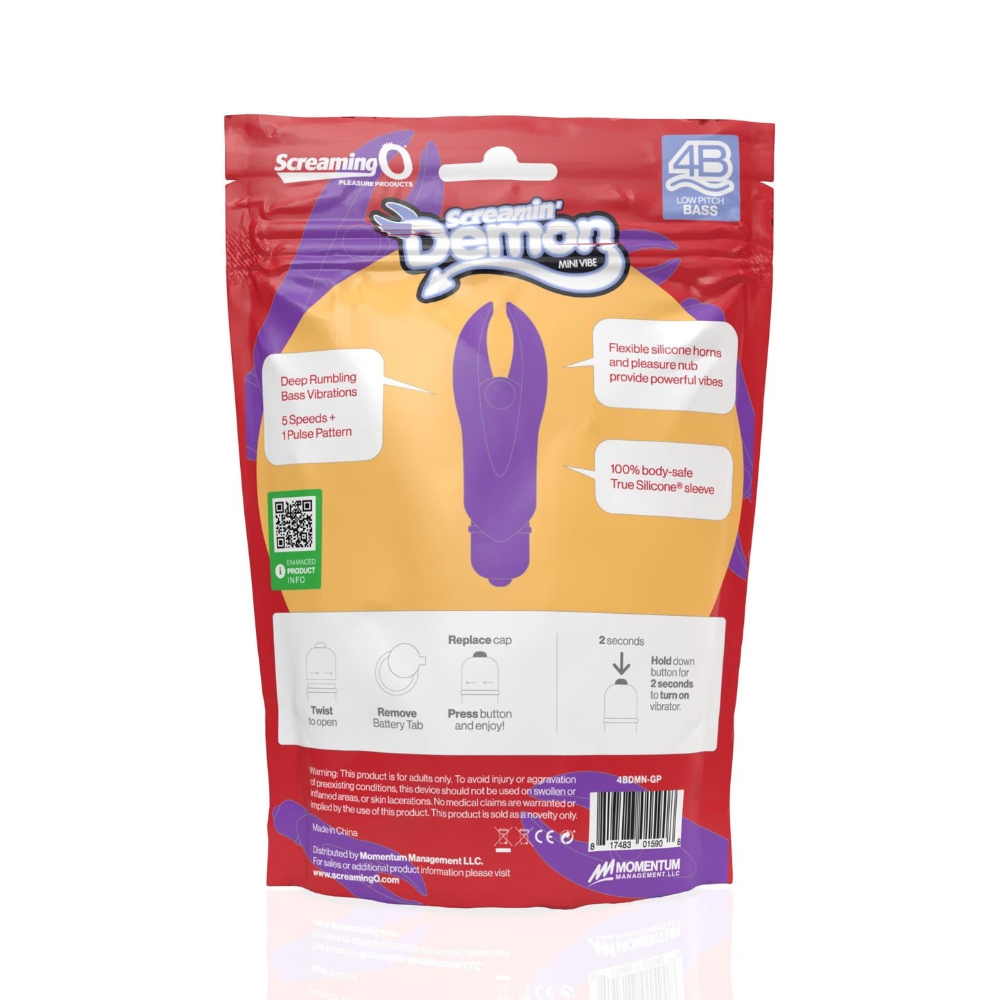 Demon 4B Low Pitch Bass – Deep-Rumbling 5-Speed Vibrator with Silicone Horns > Vibrators > Mini Vibrators - Tophatter Daily Deals