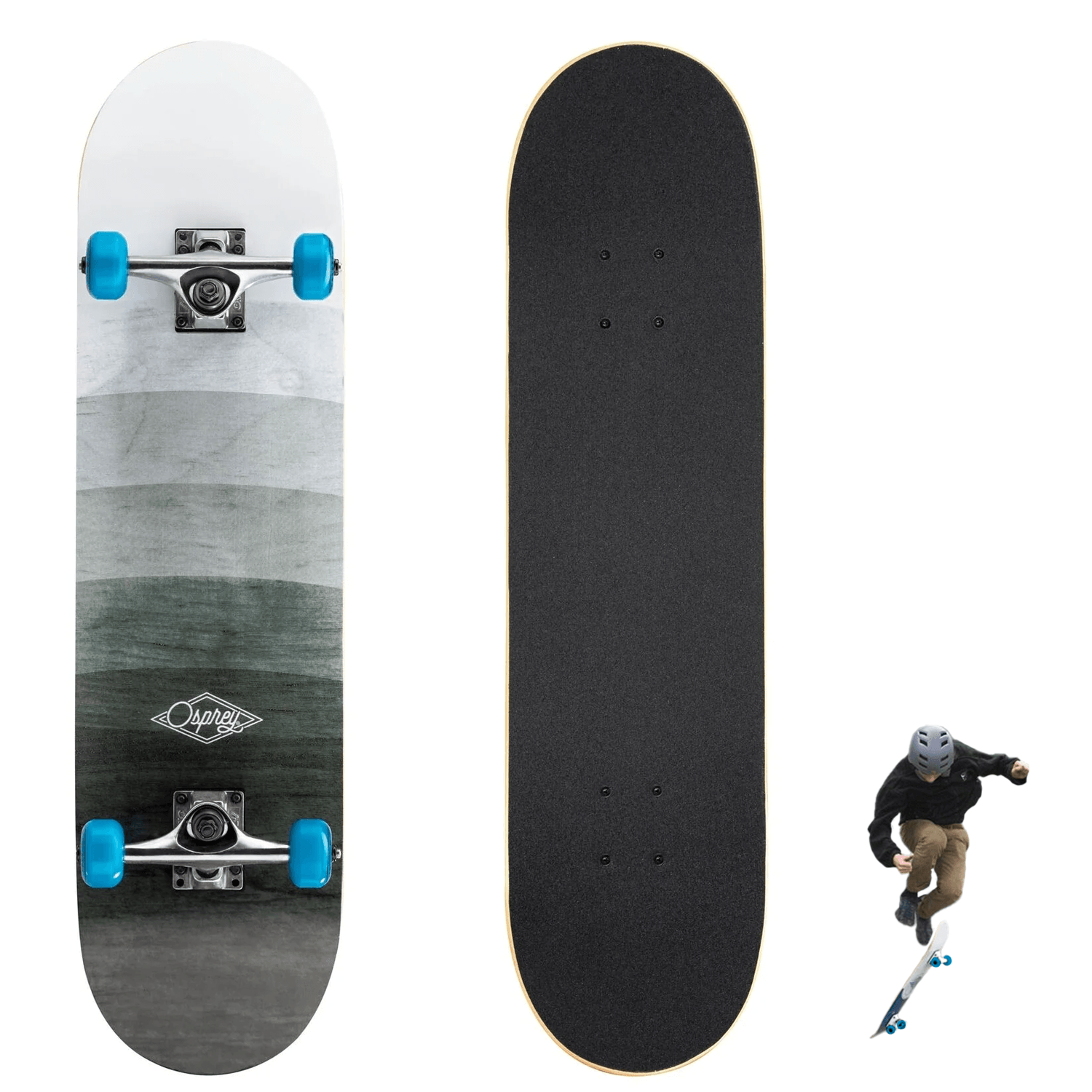 Skateboard for Beginners - 31 x 8 Inch Complete Skateboard, 8-Layer Maple Wood Deck Double Kick Standard Skateboards for Kids, Teens, Adult, Beginner Sports & Outdoor - Tophatter Daily Deals