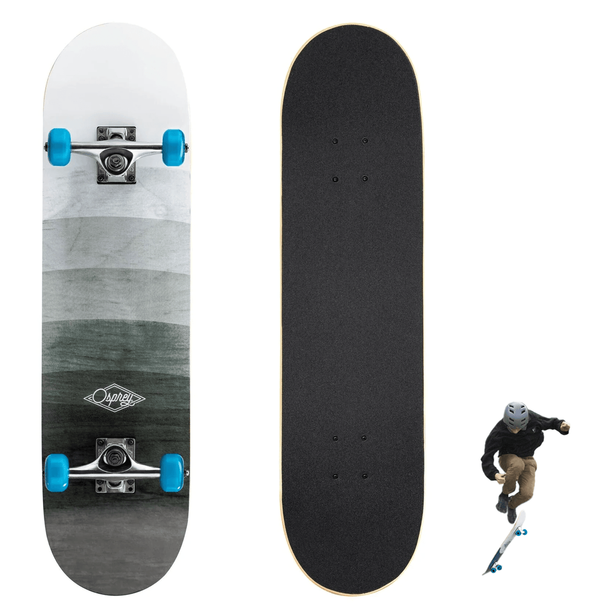 Skateboard for Beginners - 31 x 8 Inch Complete Skateboard, 8-Layer Maple Wood Deck Double Kick Standard Skateboards for Kids, Teens, Adult, Beginner Sports & Outdoor - Tophatter Daily Deals