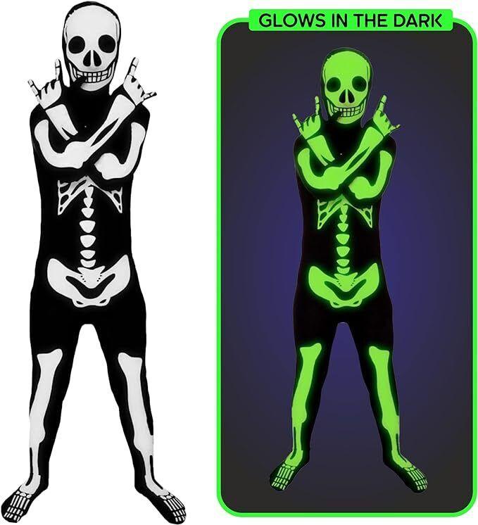 Glow in Dark Costume - Skeleton Morphsuit Boys Girls Halloween Fancy Dress Costume Festive & Franchise - Tophatter Daily Deals