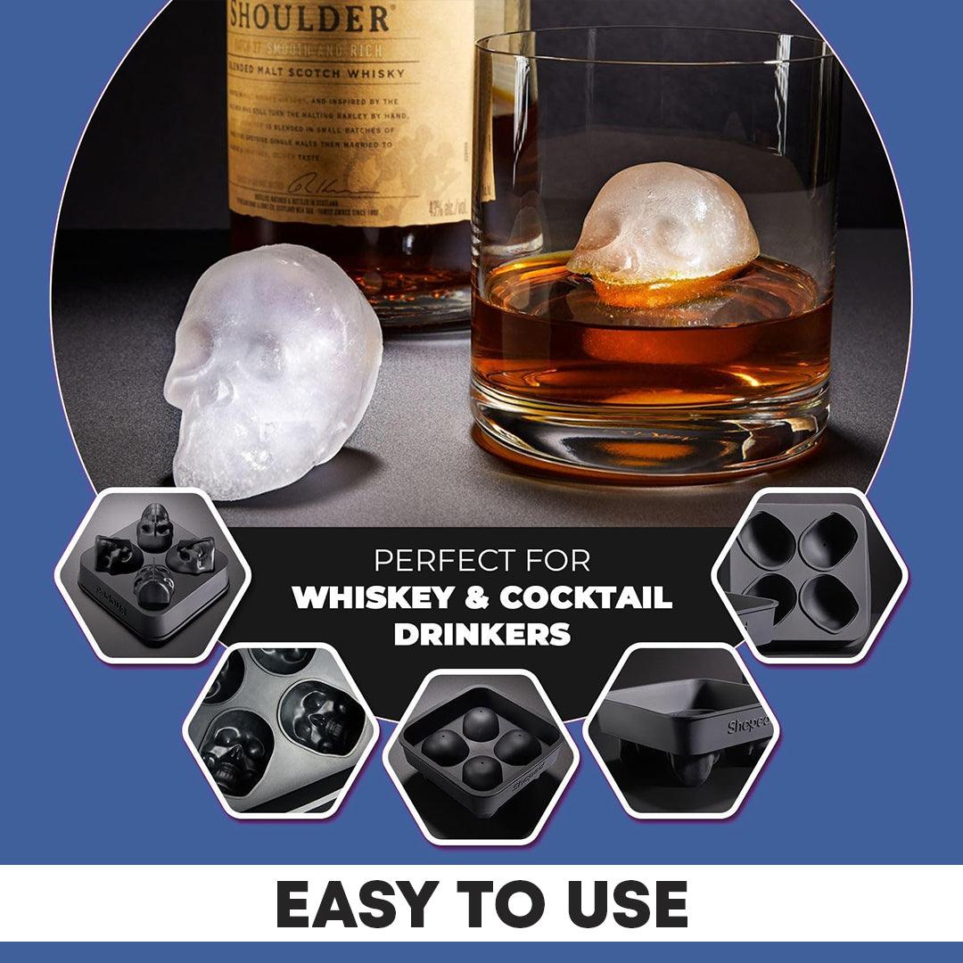 Skull Ice Cube Mould - 3D Skull Ice Cube Tray Large Mould Vivid Skulls Silicone Ice Cube Maker Black Apparel & Accessories - Tophatter Daily Deals