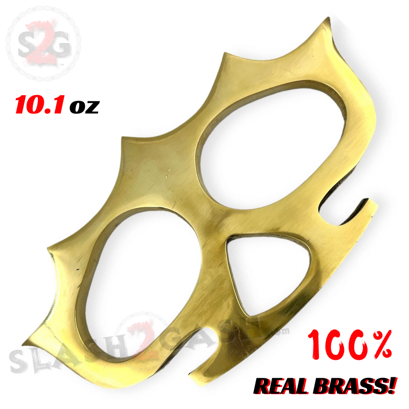Skull Face Real Brass Knuckles Paperweight w/ Spikes - Large Fingers Belt Buckle - Tophatter Daily Deals