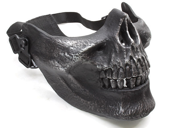 Half Face Wargame Mask Metallic Skeleton Mask Protective Party Festival Face Guard Black Silver Face Mask - Tophatter Daily Deals