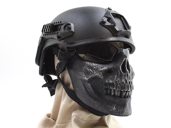 Half Face Wargame Mask Metallic Skeleton Mask Protective Party Festival Face Guard Black Silver Face Mask - Tophatter Daily Deals