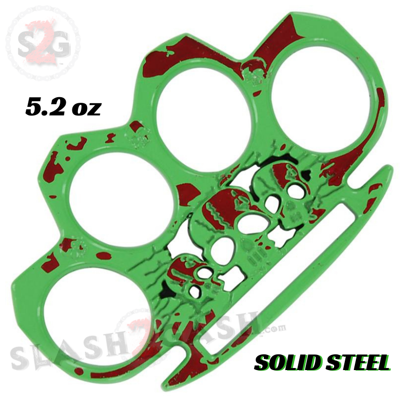 Life or Death Knuckles Triple Skull Paper Weight - Green Splatter Belt Buckle - Tophatter Daily Deals