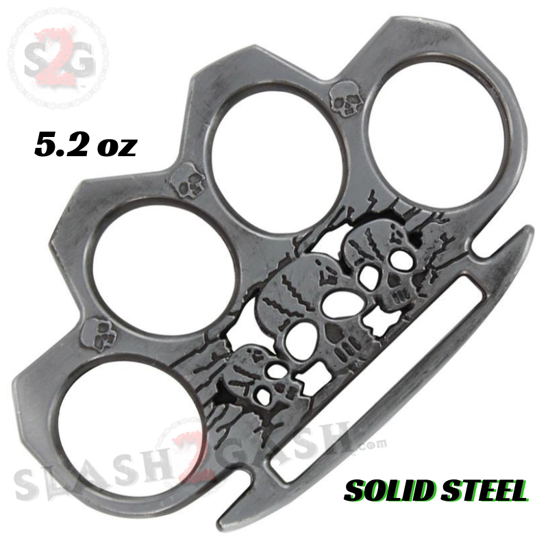 Life or Death Knuckle Buckle Triple Skull Paperweight - Gun Metal Belt Buckle - Tophatter Daily Deals