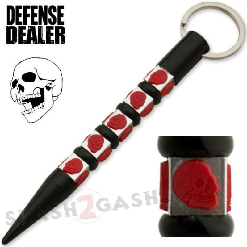 Skull Kubotan Self Defense Stick Keychain Ninja Weapon - Asst. colors Black w Red Skulls SD-KeyChain - Tophatter Daily Deals