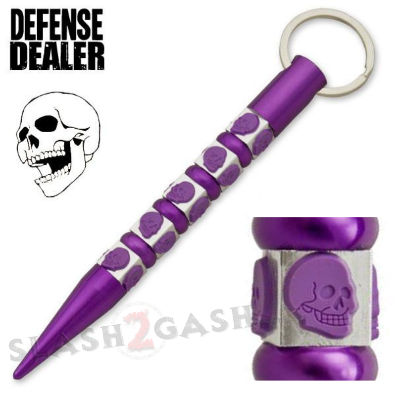 Skull Kubotan Self Defense Stick Keychain Ninja Weapon - Asst. colors Purple w Purple Skulls SD-KeyChain - Tophatter Daily Deals