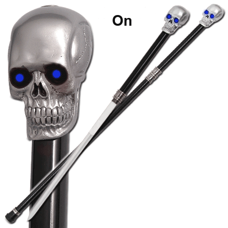 Skull Head Sword Cane With Lighting Eyes - TOPHATTER'S ARMORY DEALS Collectible Weapons - Tophatter Daily Deals