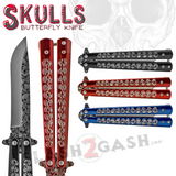 Skulls Butterfly Knife Steel Balisong (Riveted) - Assort. Colors Knife-Balisong - Tophatter Daily Deals