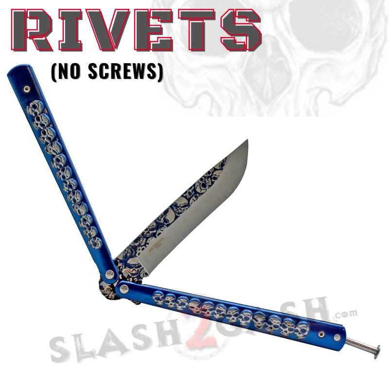 Skulls Butterfly Knife Steel Balisong (Riveted) - Assort. Colors Knife-Balisong - Tophatter Daily Deals
