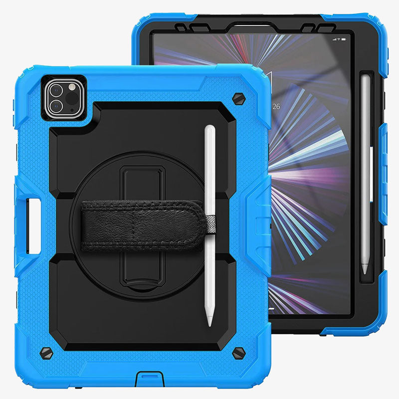Heavy Duty iPad Case Rugged Tablet Cover With Hand Strap Sky Blue - Tophatter Daily Deals