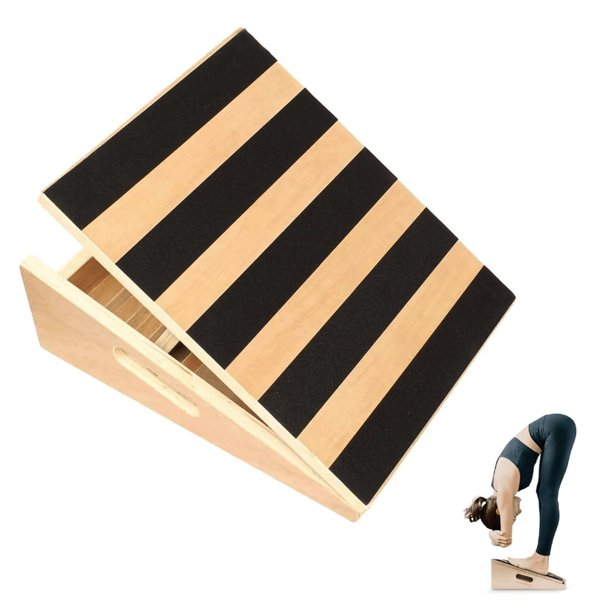 Wooden Slant Board - Professional Wooden Slant Board, Adjustable Incline Board and Calf Stretcher, Stretch Board - Extra Side-Handle Design Fitness - Tophatter Daily Deals