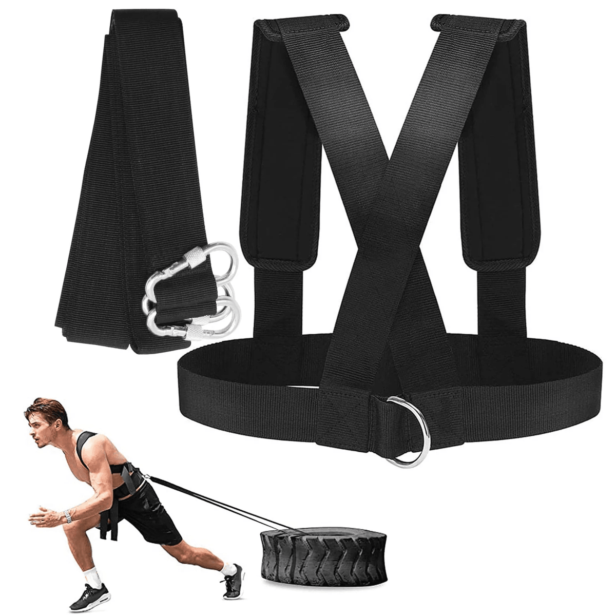 Sled Pulling Belt - Waist Resistance Bands Workout Resistance Shoulder Pulling Strap Sled Harness Exercise & Fitness - Tophatter Daily Deals