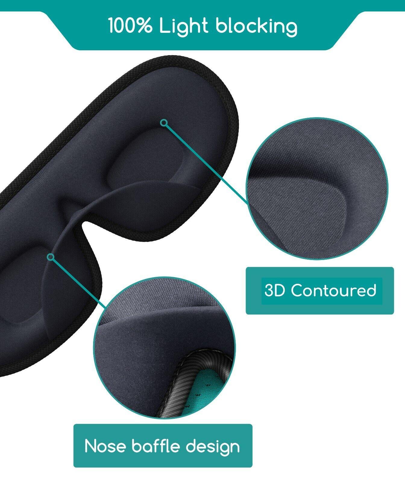 Sleeping Eye Mask - Medi Grade Sleeping Eye Mask Travel Kit 3D 100% Blackout, Ear Plugs, Clip, Bag Apparel & Accessories - Tophatter Daily Deals