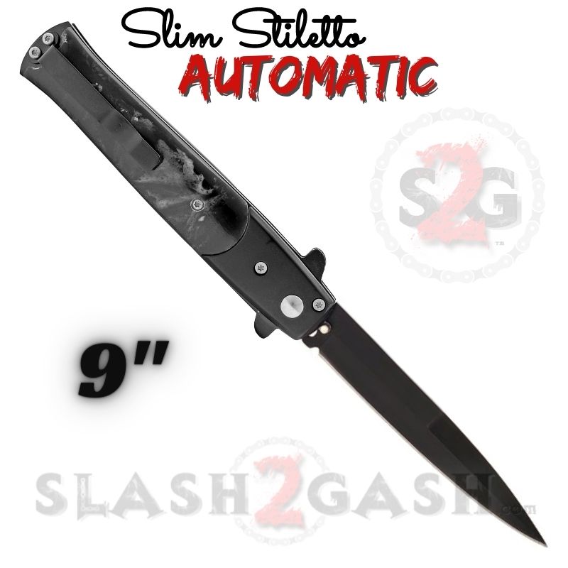 Slim Stiletto Automatic Knife Italian Switchblade 9" - Asst. colors Knife-Auto - Tophatter Daily Deals