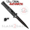 Slim Stiletto Auto Knife Italian Style Switchblade 9" - Black w/ Black Marble Knife-Auto - Tophatter Daily Deals