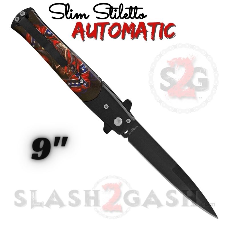 Slim Stiletto Automatic Knife Italian Switchblade 9" - Asst. colors Knife-Auto - Tophatter Daily Deals