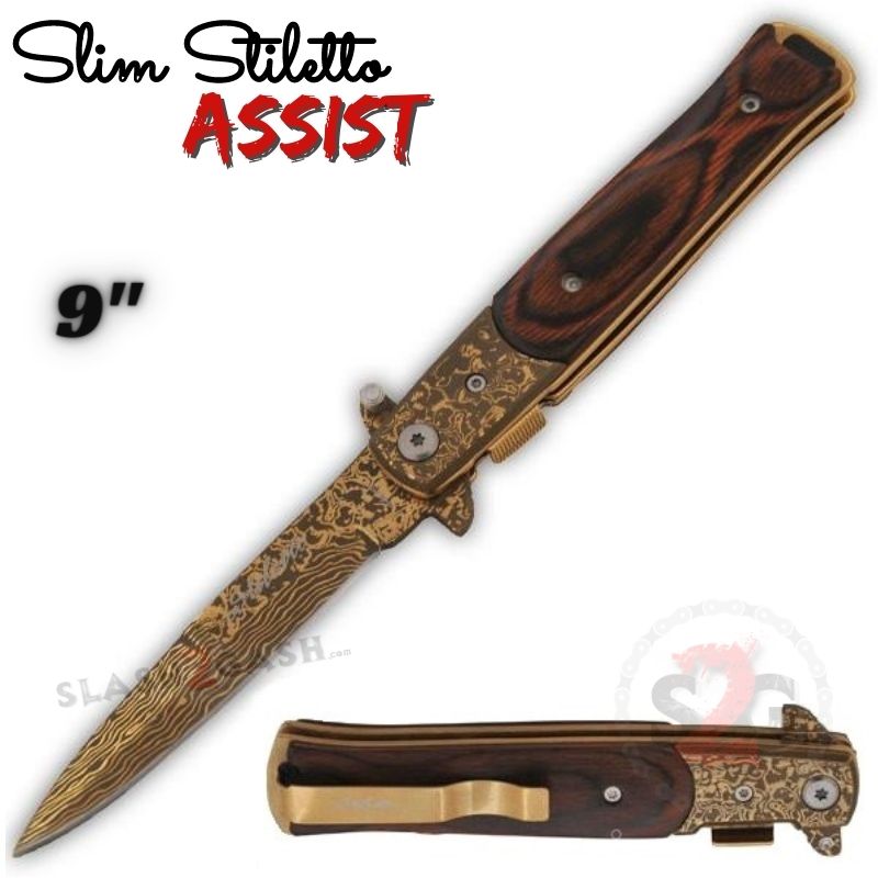 Slim Stiletto Assist Knife Italian Style Milano 9